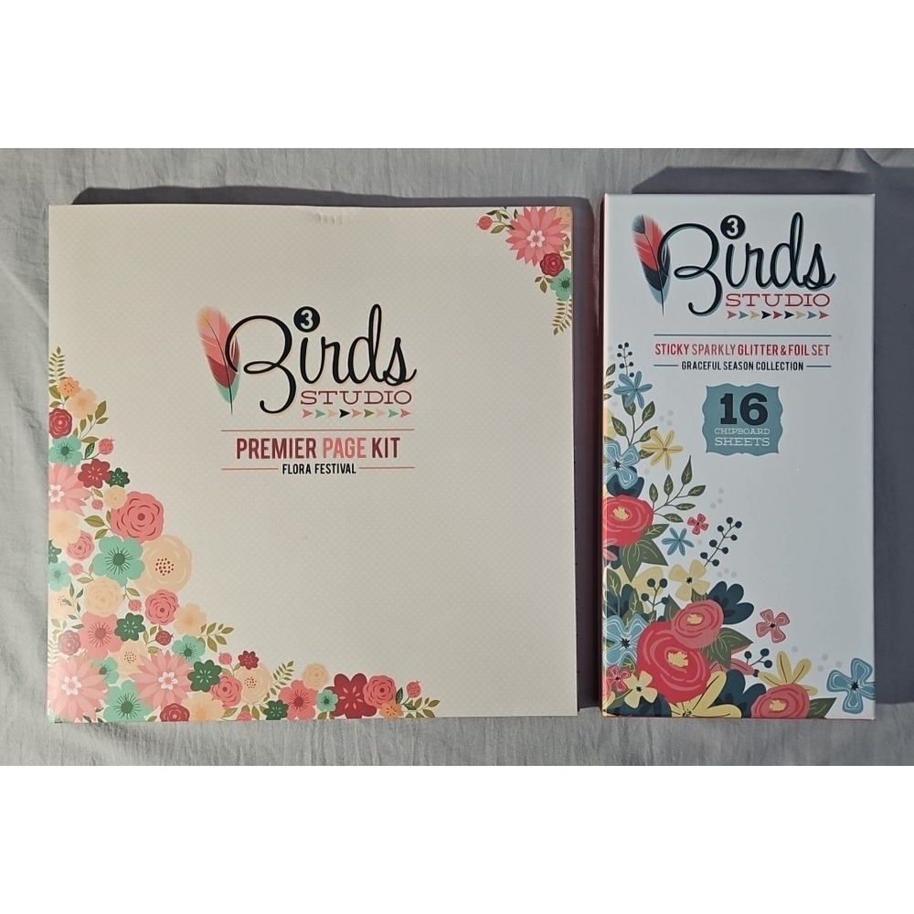 3 Birds Studio‎ LOT Graceful Season Flora Festival Midday Medley Glitter - Picture 2 of 16